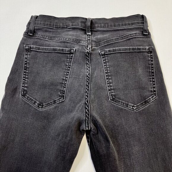 Banana Republic Mid Rise Crop Flare Jeans Black Faded Size 27 X 24 Button Fly - Picture 4 of 13